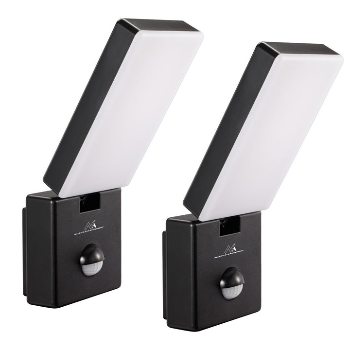 Maclean LED-Leuchte mit Bewegungsmelder, PIR-Bewegungsmelder, Farbe: Schwarz, 10 W, IP65, 800 lm, Lichtfarbe: Neutralweiß (4000 K) MCE516 B, 2 Stück