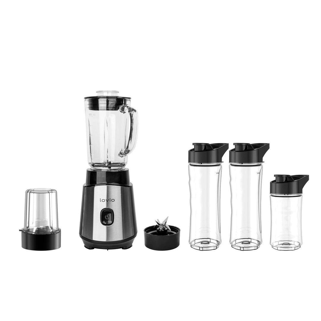 LOVIO Standmixer LVJBL001, Leistung 500 W, Glasbehälter 600 ml, 3 Flaschen