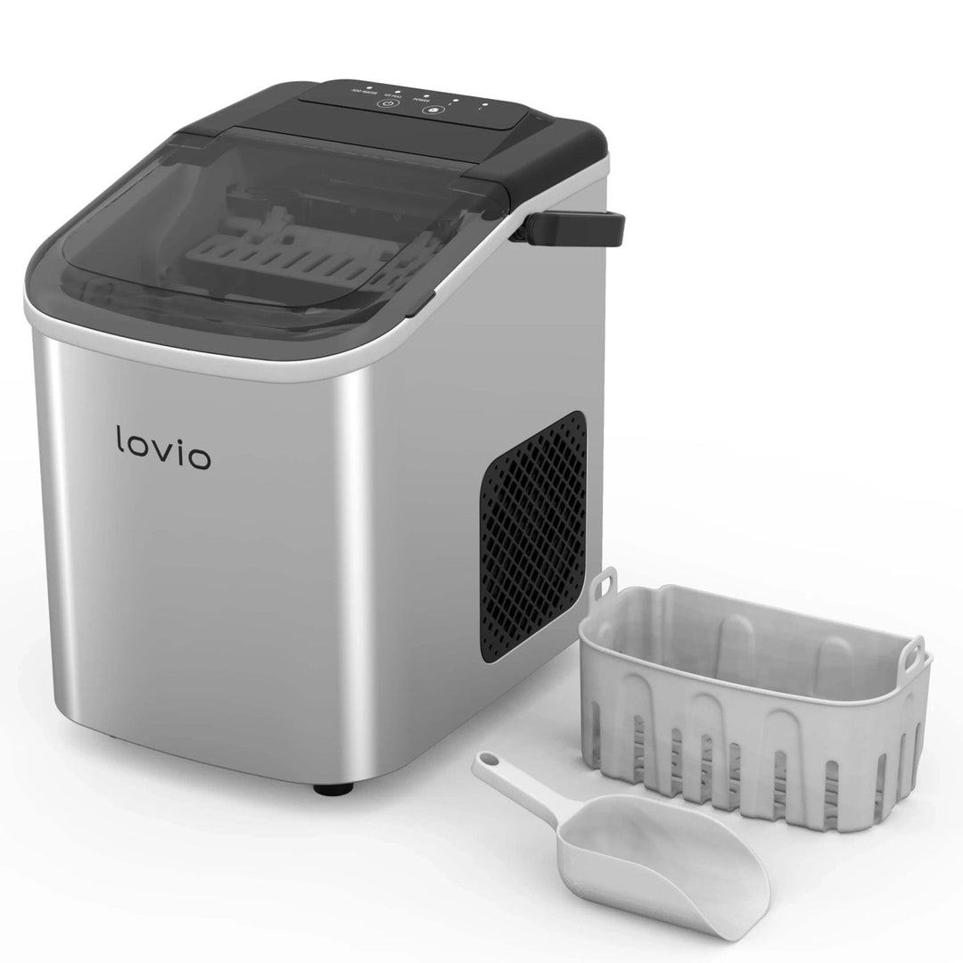 Lovio Crystal Ice Eiswürfelbereiter für den Hausgebrauch, aus Edelstahl, silberfarben, für die schnelle Eiszubereitung