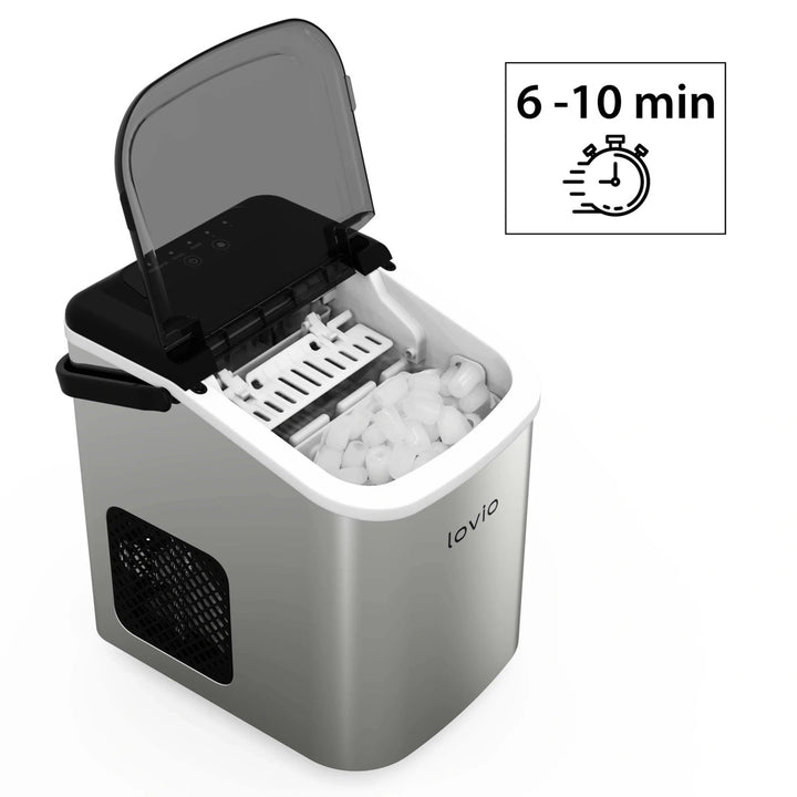 Lovio Crystal Ice Eiswürfelbereiter für den Hausgebrauch, aus Edelstahl, silberfarben, für die schnelle Eiszubereitung