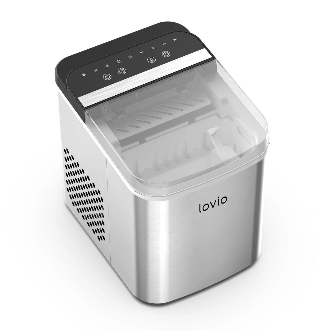 Lovio Crystal Ice Plus Eiswürfelmaschine für den Hausgebrauch, aus Edelstahl, silberfarben, für die schnelle Eiszubereitung