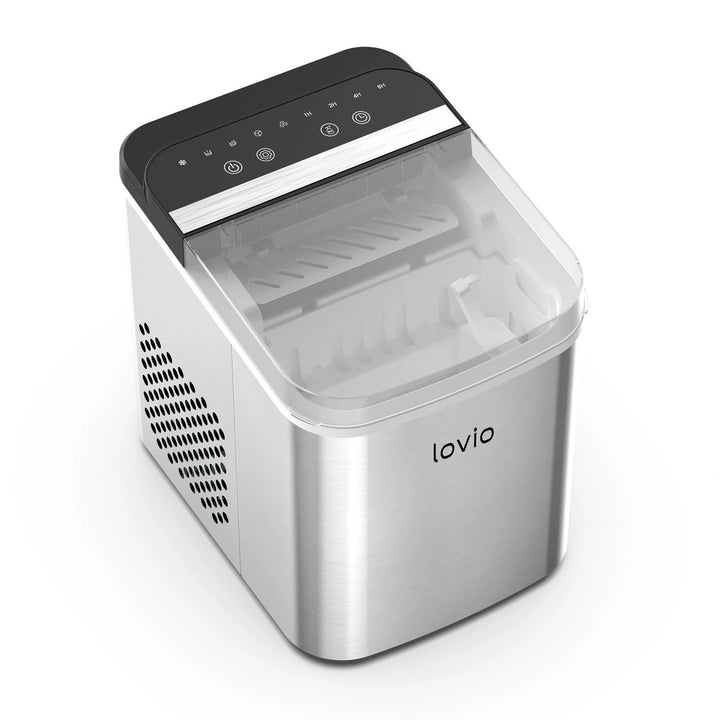 Lovio Crystal Ice Plus Eiswürfelmaschine für den Hausgebrauch, aus Edelstahl, silberfarben, für die schnelle Eiszubereitung