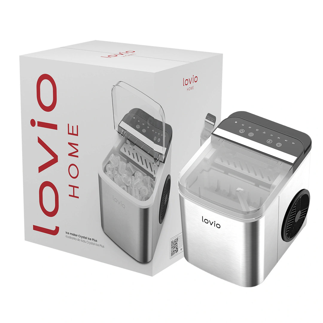 Lovio Crystal Ice Plus Eiswürfelmaschine für den Hausgebrauch, aus Edelstahl, silberfarben, für die schnelle Eiszubereitung