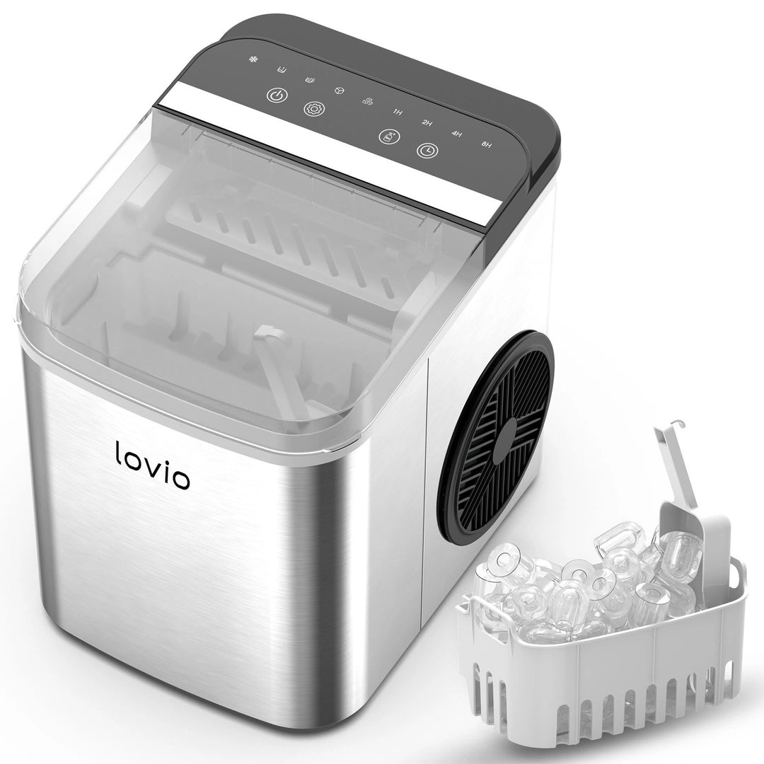 Lovio Crystal Ice Plus Eiswürfelmaschine für den Hausgebrauch, aus Edelstahl, silberfarben, für die schnelle Eiszubereitung