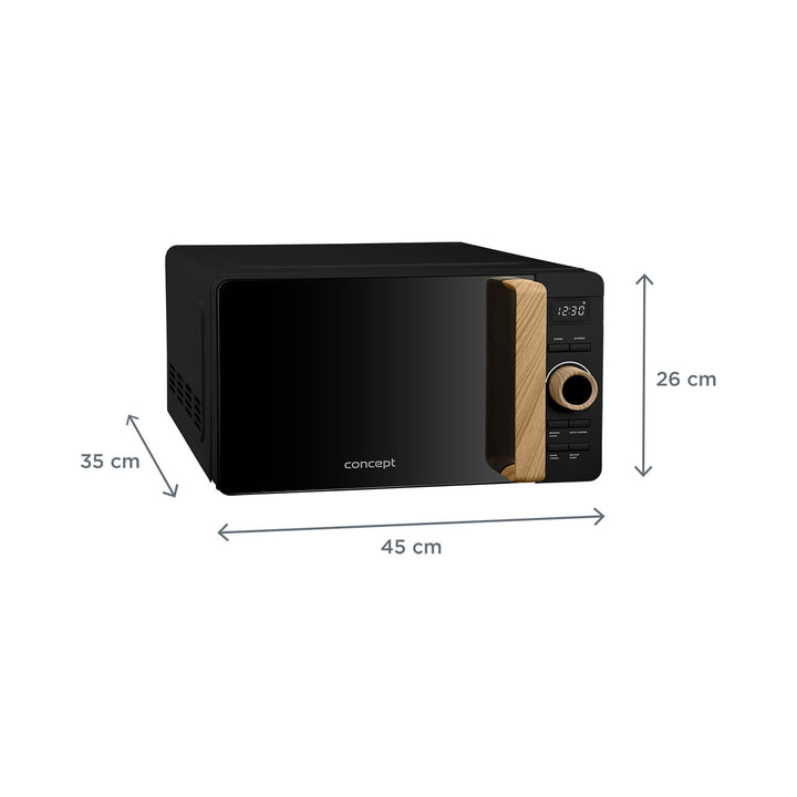 Concept-Mikrowelle, 5 Leistungsstufen, Auftaufunktion, Fassungsvermögen 20 l, Leistung 800 W, Farbe: Schwarz, MT3520bc