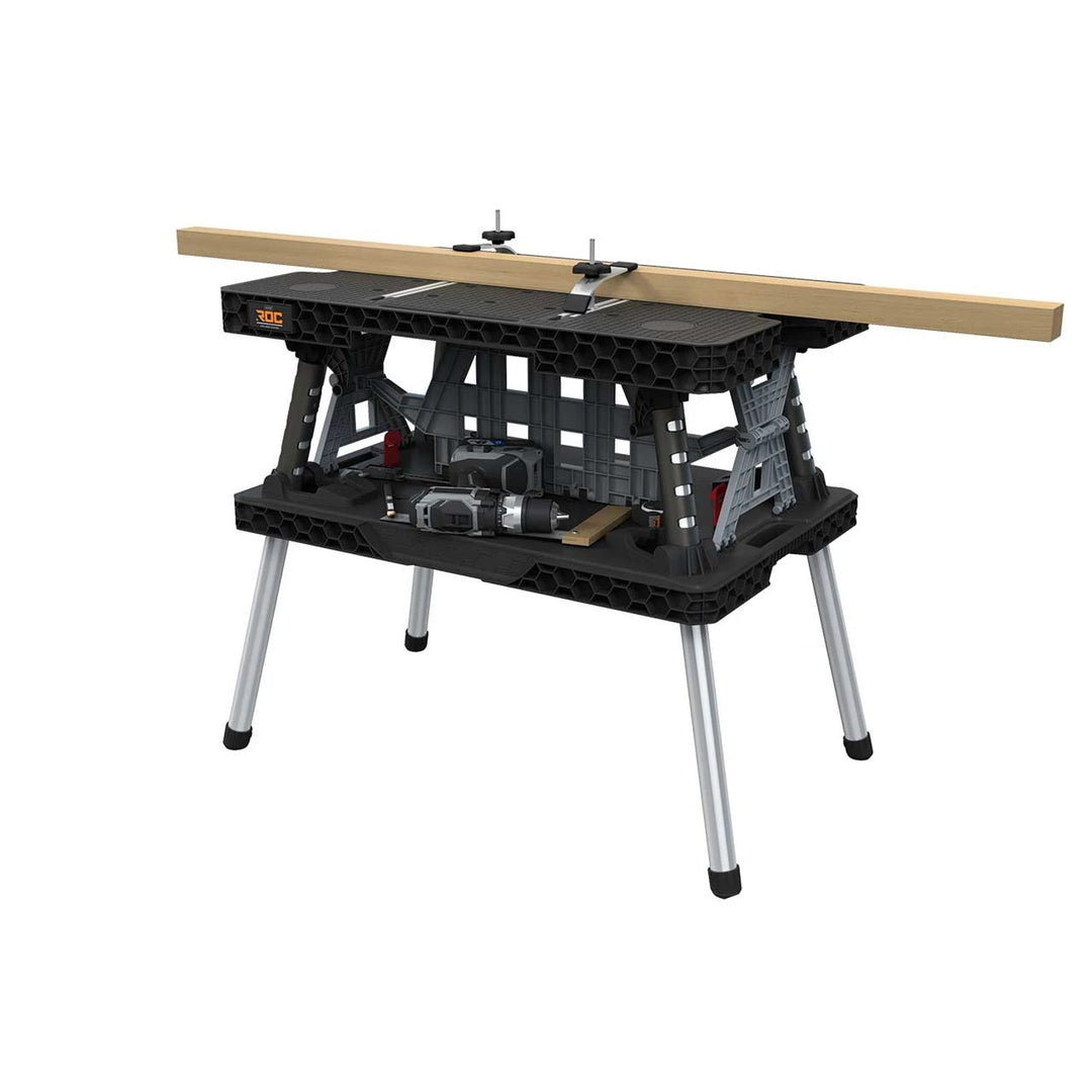 Keter Klapp-Werkbank 2.0, Tragkraft 453 kg, Arbeitsfläche 85 x 56 cm, stabile Metallbeine, 271269