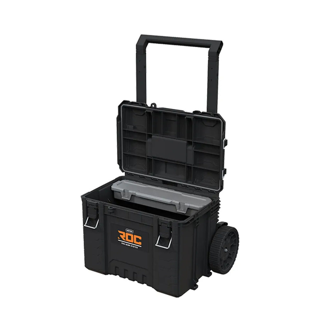 Set mit 3 Werkzeugkisten Keter ROC Pro Gear 2.0, Gesamtfassungsvermögen 110 l, Schutzklasse IP65, abnehmbarer Teleskopgriff, mit Vorhängeschloss verschließbar, 256982