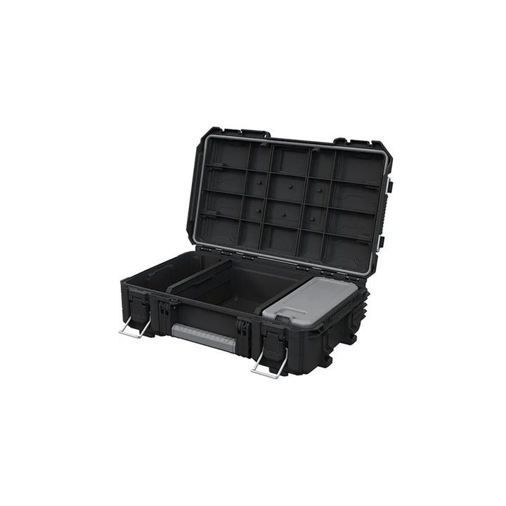 Set mit 3 Werkzeugkisten Keter ROC Pro Gear 2.0, Gesamtfassungsvermögen 110 l, Schutzklasse IP65, abnehmbarer Teleskopgriff, mit Vorhängeschloss verschließbar, 256982