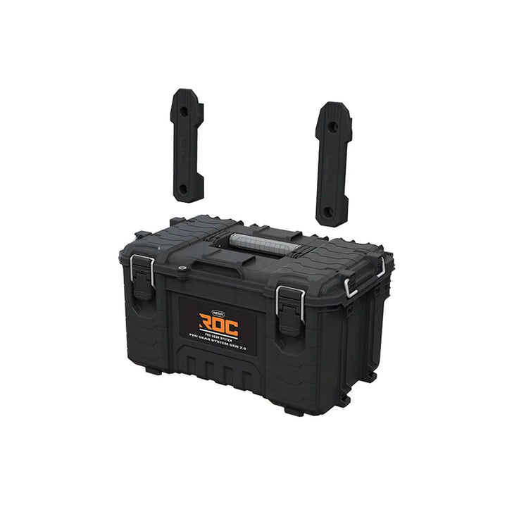 Set mit 3 Werkzeugkisten Keter ROC Pro Gear 2.0, Gesamtfassungsvermögen 110 l, Schutzklasse IP65, abnehmbarer Teleskopgriff, mit Vorhängeschloss verschließbar, 256982