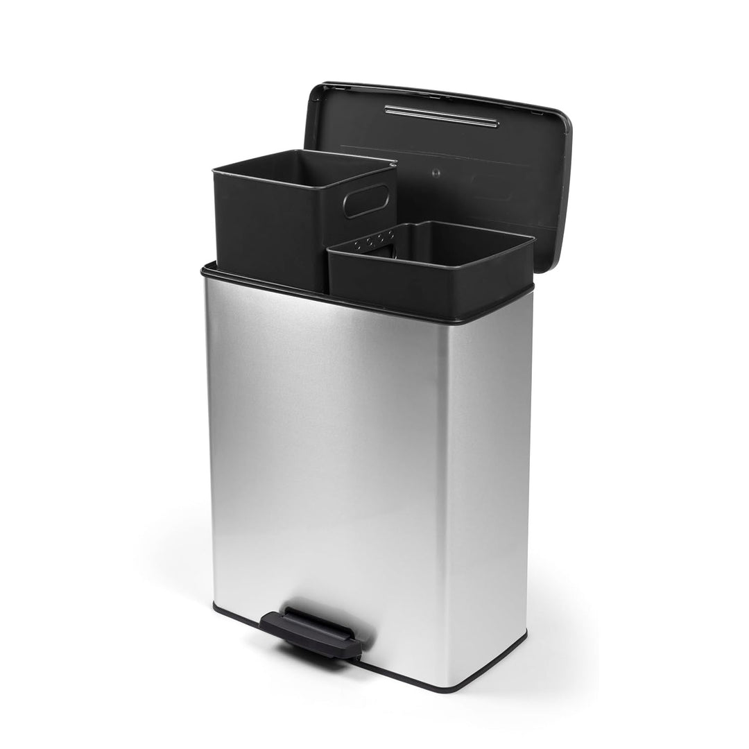 Curver-Treteimer, 2 Behälter à 26 l, metallisiert, silberfarben, 251002