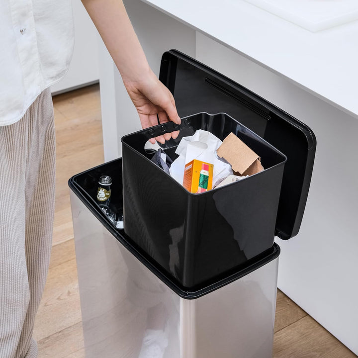 Curver-Treteimer, 2 Behälter à 26 l, metallisiert, silberfarben, 251002