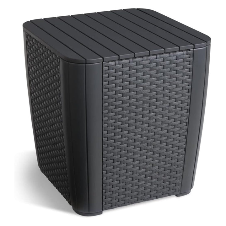 Keter Luzon Gartentisch, mit Stauraum, Tragkraft bis zu 110 kg, witterungsbeständig, Rattan-Optik, Farbe: Graphit, 223932