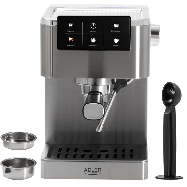 Kaffeemaschine mit 20 bar, Thermoblock, Milchaufschäumer, 5-in-1, Adler AD 4390