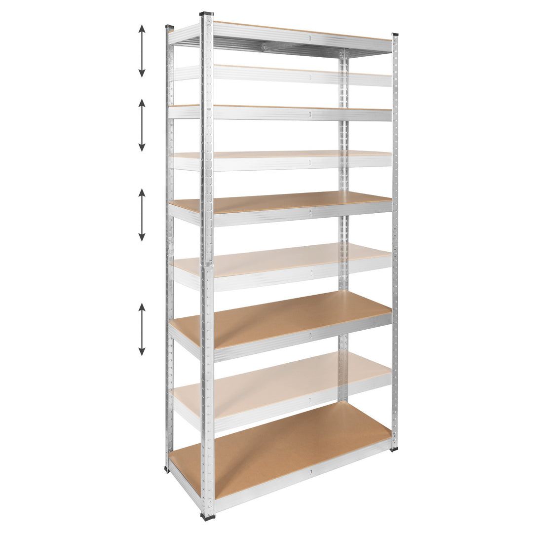 Metall-Lagerregal, 5 Fachböden, maximale Tragkraft bis zu 750 kg, 180 x 90 x 40, silberfarben, Rebel
