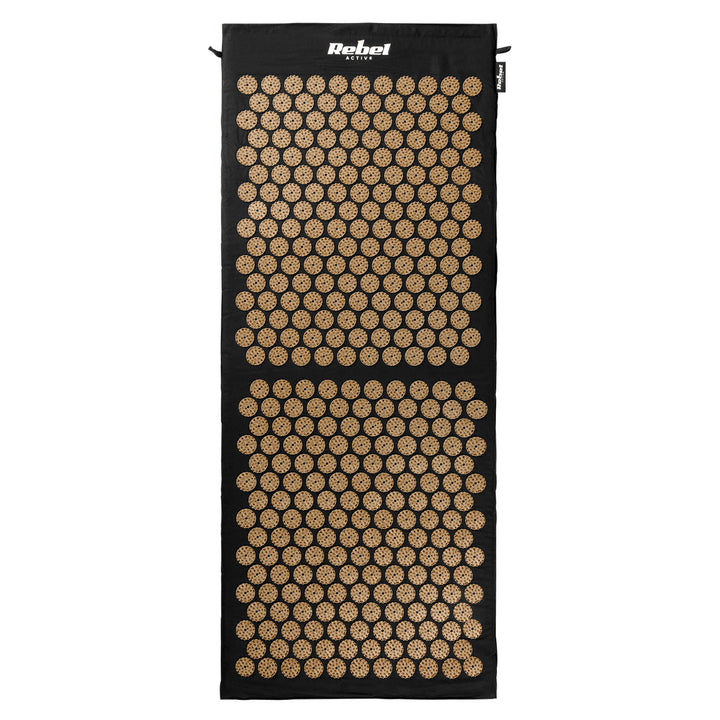 Gesundheitsmatte mit Akupressur-Noppen und Kissen, 110 x 42 cm, XL, goldene Noppen, Rebel Active