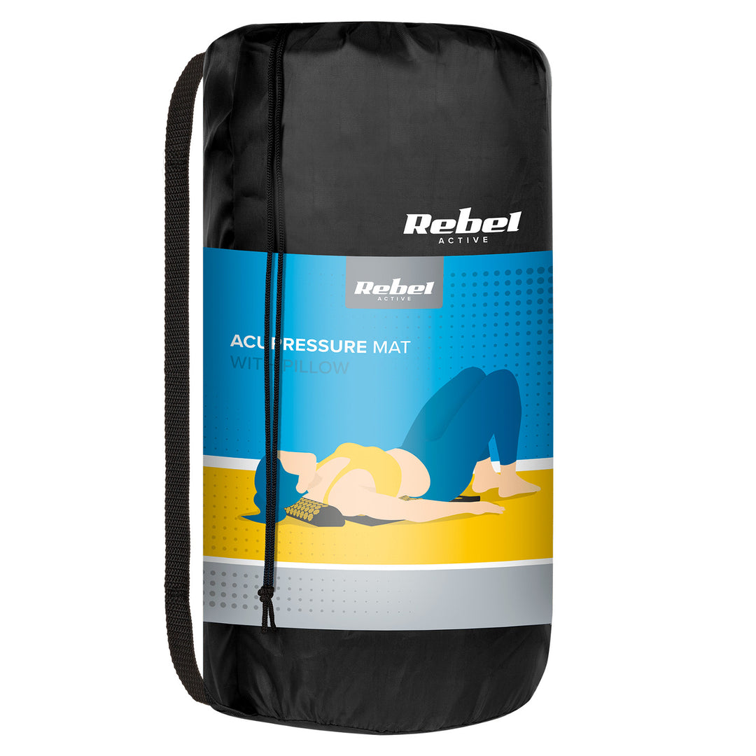 Gesundheitsmatte mit Akupressur-Noppen und Kissen, 110 x 42 cm, XL, goldene Noppen, Rebel Active