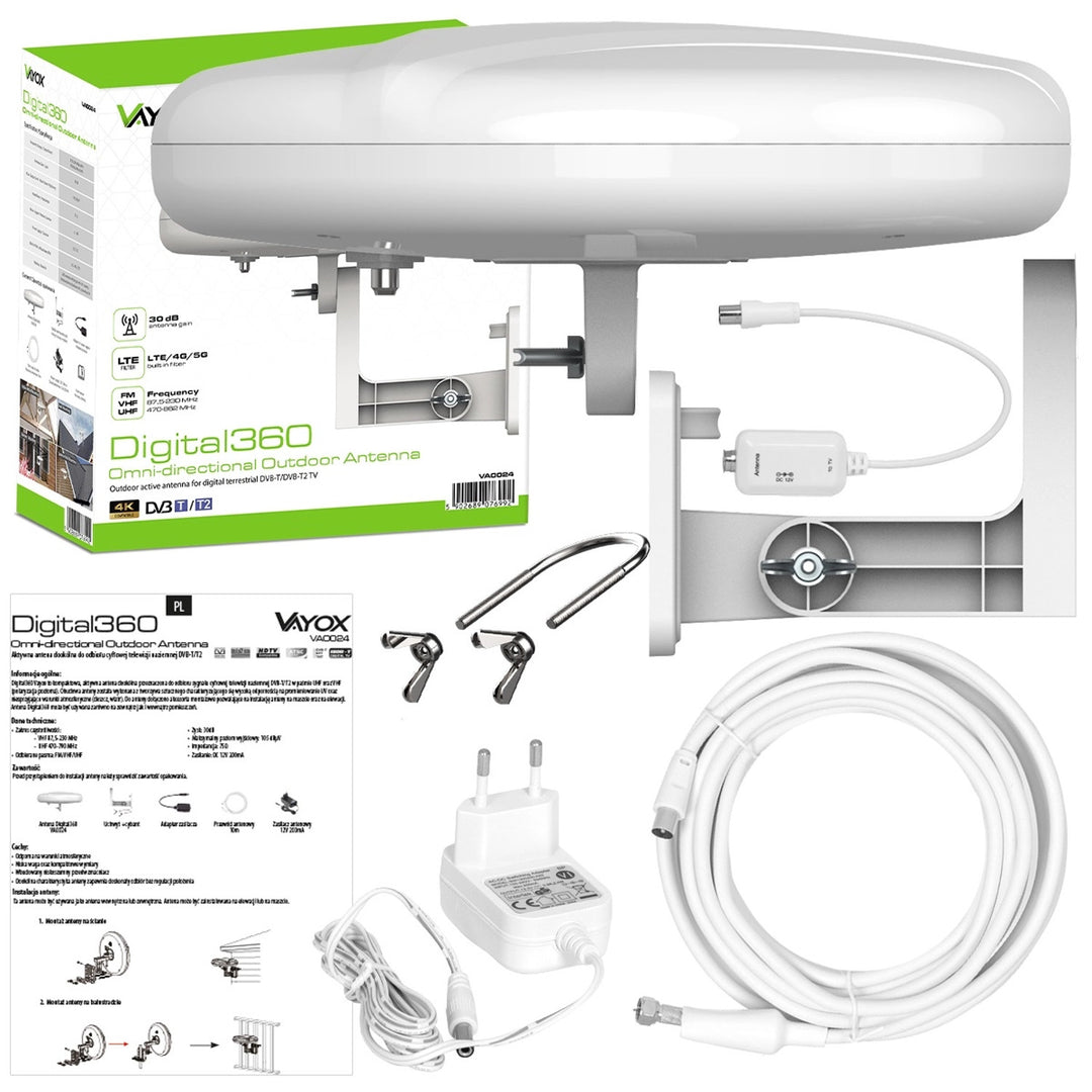 Digital360 4G LTE FM VHF UHF Außenantenne VA0024 Vayox