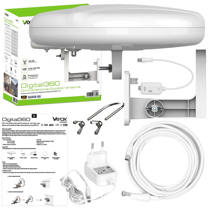 Digital360 4G LTE FM VHF UHF Außenantenne VA0024 Vayox