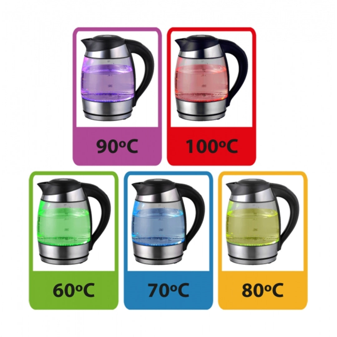 Elektrischer Wasserkocher, aus Glas, mit LED-Anzeige und Thermostat, 1,8 l, Esperanza
