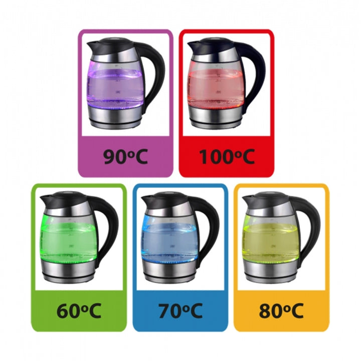 Elektrischer Wasserkocher, aus Glas, mit LED-Anzeige und Thermostat, 1,8 l, Esperanza