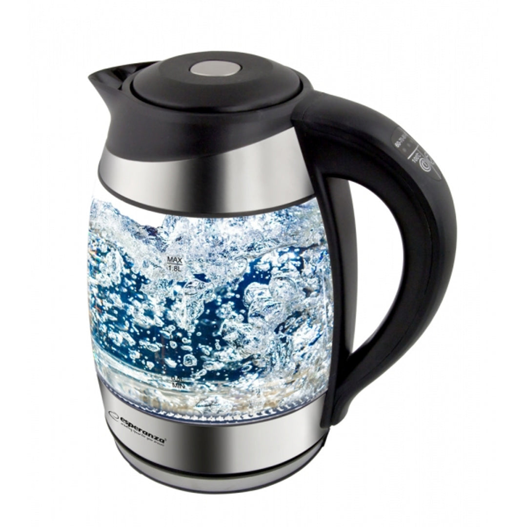Elektrischer Wasserkocher, aus Glas, mit LED-Anzeige und Thermostat, 1,8 l, Esperanza