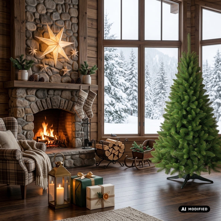 Fichten-Weihnachtsbaum auf einem Premium-Ständer, 180 cm, dicht und naturgetreu, Damich