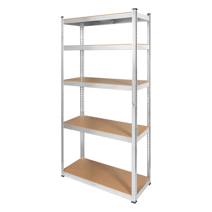 Metall-Lagergestell, 5 Fachböden, maximale Tragkraft bis zu 750 kg, 180 x 90 x 40, silber, Rebel, 2 Stück