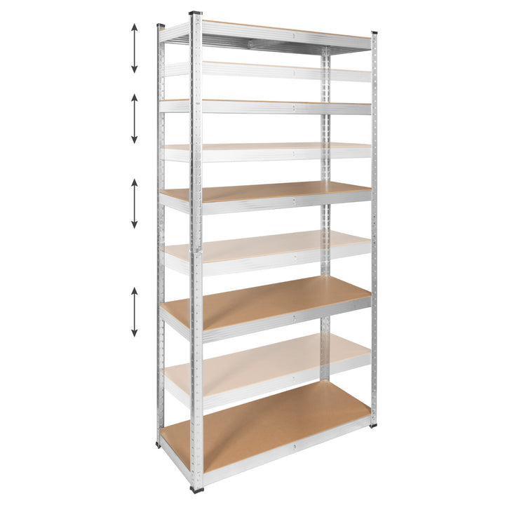 Metall-Lagergestell, 5 Fachböden, maximale Tragkraft bis zu 750 kg, 180 x 90 x 40, silber, Rebel, 2 Stück