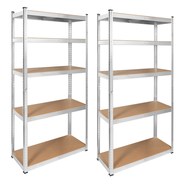 Metall-Lagergestell, 5 Fachböden, maximale Tragkraft bis zu 750 kg, 180 x 90 x 40, silber, Rebel, 2 Stück