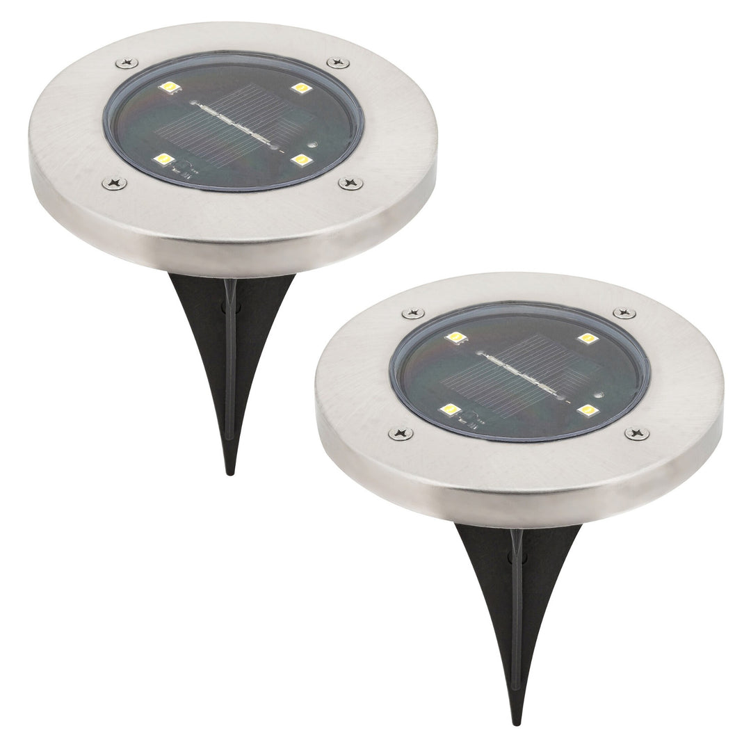 Rabalux Dannet Solar-Gartenleuchte, IP44, Farbe: Chrom satiniert, 7975, 2 Stück
