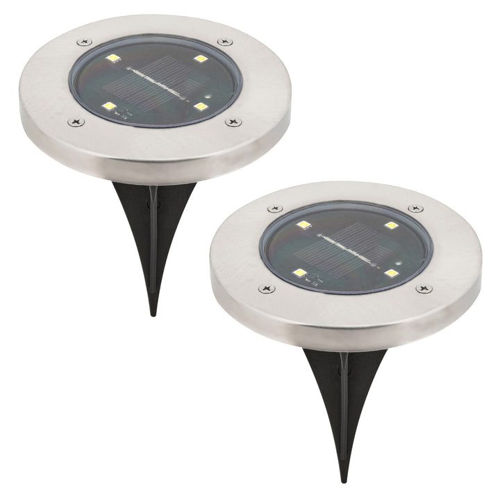 Rabalux Dannet Solar-Gartenleuchte, IP44, Farbe: Chrom satiniert, 7975, 2 Stück