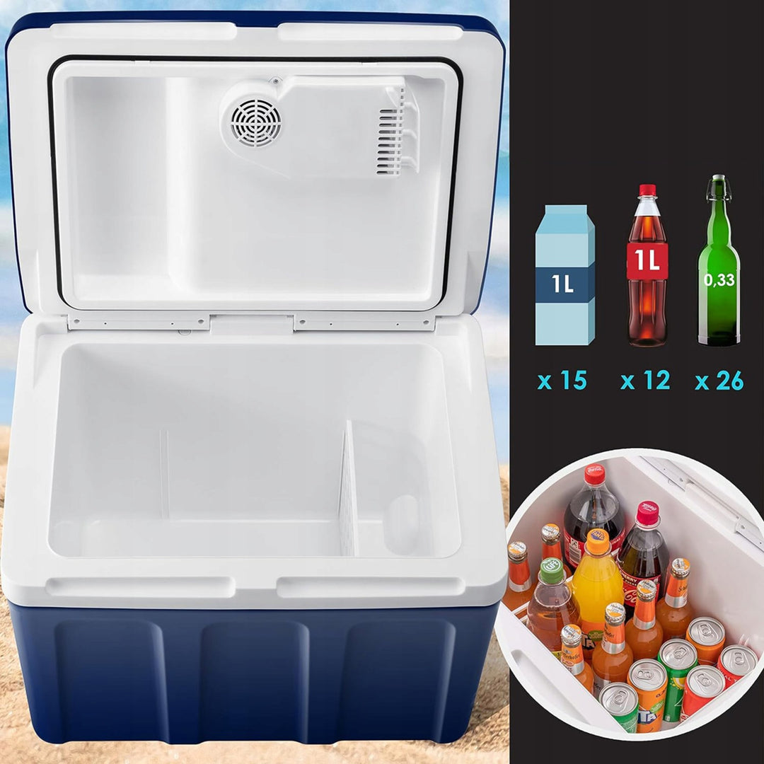 Blow-Kühlbox für den Auto- und Campinggebrauch, mit Rollen, Fassungsvermögen 42 l, Heizfunktion, Spannung DC 12 V und AC 100 V–240 V, 44–210