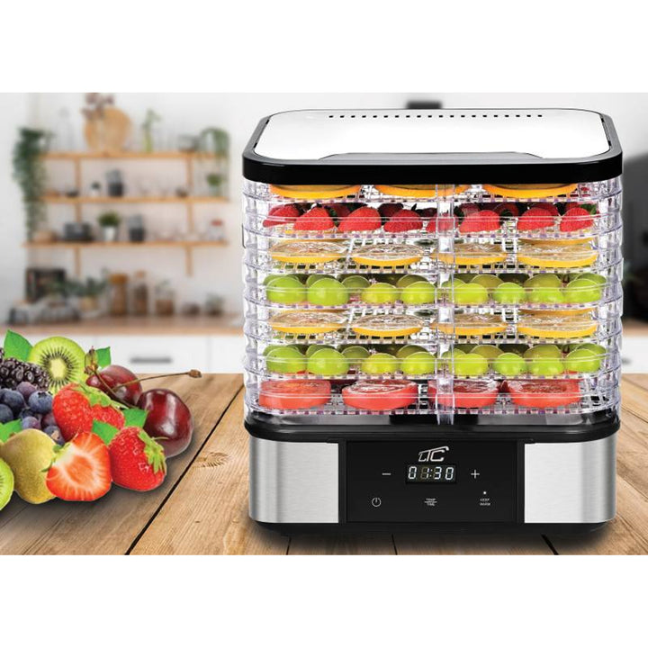 Trockner für Pilze, Gemüse, Obst und Fleisch von LTC, aus Metall, 7 Einschübe, mit Display, Touchscreen, Leistung 380 W, Temperaturhaltefunktion, LXSR004