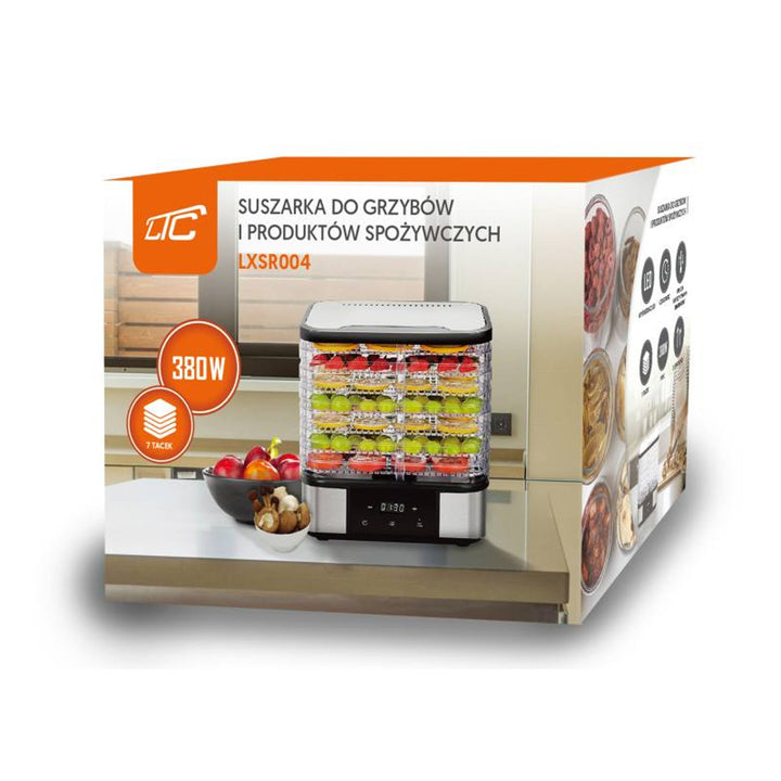 Trockner für Pilze, Gemüse, Obst und Fleisch von LTC, aus Metall, 7 Einschübe, mit Display, Touchscreen, Leistung 380 W, Temperaturhaltefunktion, LXSR004