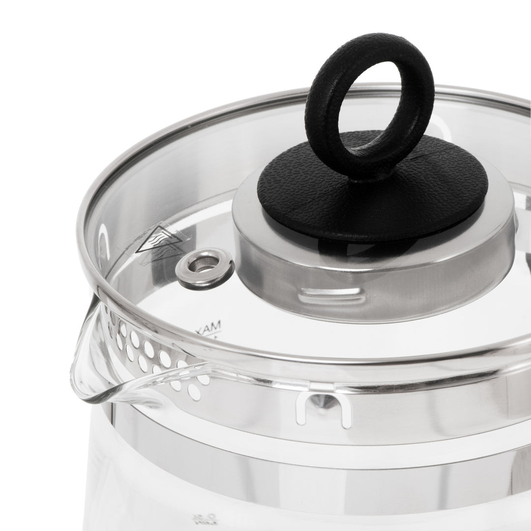 1,5-Liter-Glaswasserkocher mit Teefilter und Temperaturregelung, 2200 W, LED-Anzeige 60–100 °C, Adler AD 1299, schwarz
