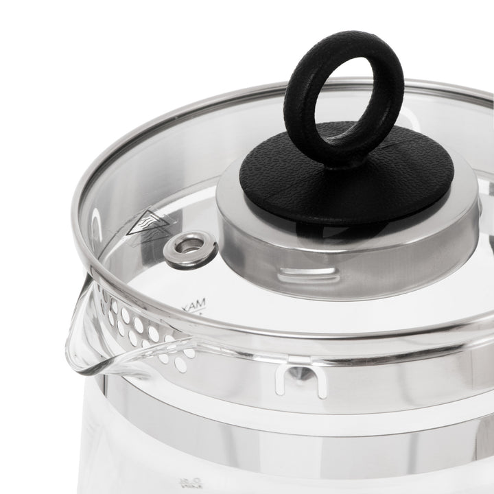 1,5-Liter-Glaswasserkocher mit Teefilter und Temperaturregelung, 2200 W, LED-Anzeige 60–100 °C, Adler AD 1299, schwarz