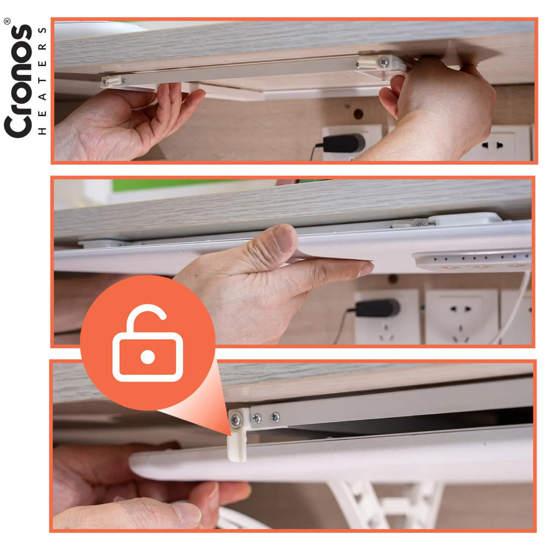 Cronos Infrarot-Heizplatte für unter dem Schreibtisch, Leistung 120 W, Timer, 3 Leistungsstufen, DCH-150
