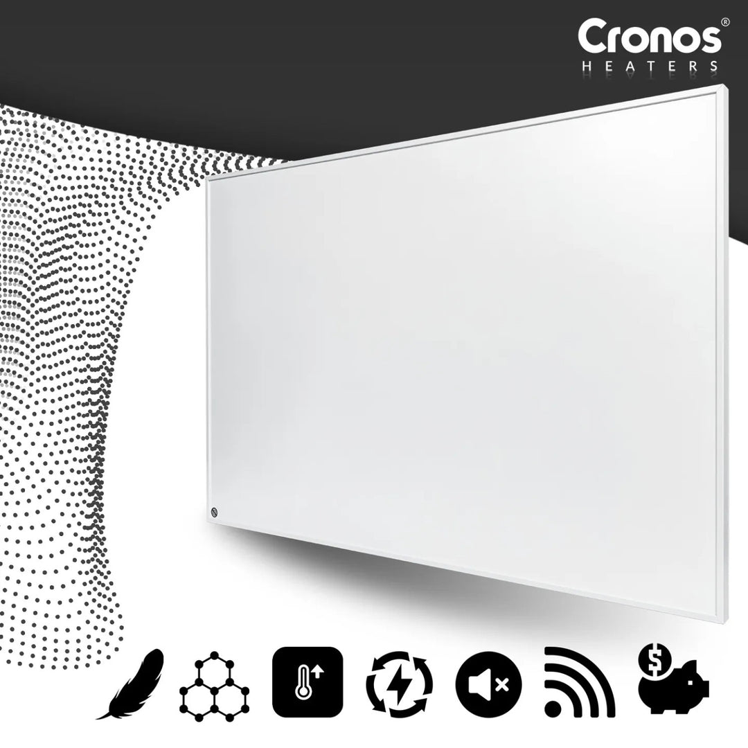 Cronos Graphene Infrarot-Heizpaneel, Leistung 580 W, Farbe: Weiß, heizt Räume bis zu 16 m², Fernbedienung, PRO CGP-580TWP
