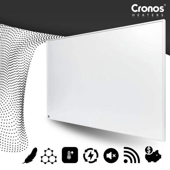 Cronos Graphene Infrarot-Heizpaneel, Leistung 580 W, Farbe: Weiß, heizt Räume bis zu 16 m², Fernbedienung, PRO CGP-580TWP