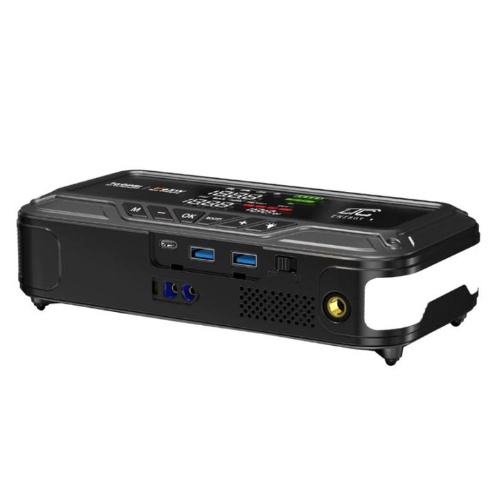 LTC-Starthilfe, 12.000 mAh, mit Kompressor, Taschenlampe und Powerbank, LCD-Display, Leistung 65 W, Kabel und Tragetasche im Lieferumfang enthalten, LXJS120