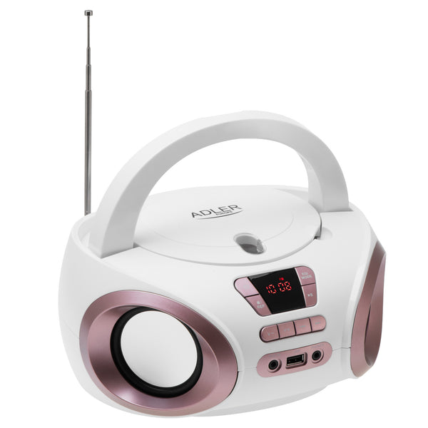 Boombox-Radio mit CD- und MP3-Player, USB, UKW-Radio, AUX-Anschluss, Kopfhöreranschluss, Adler, AD 1181