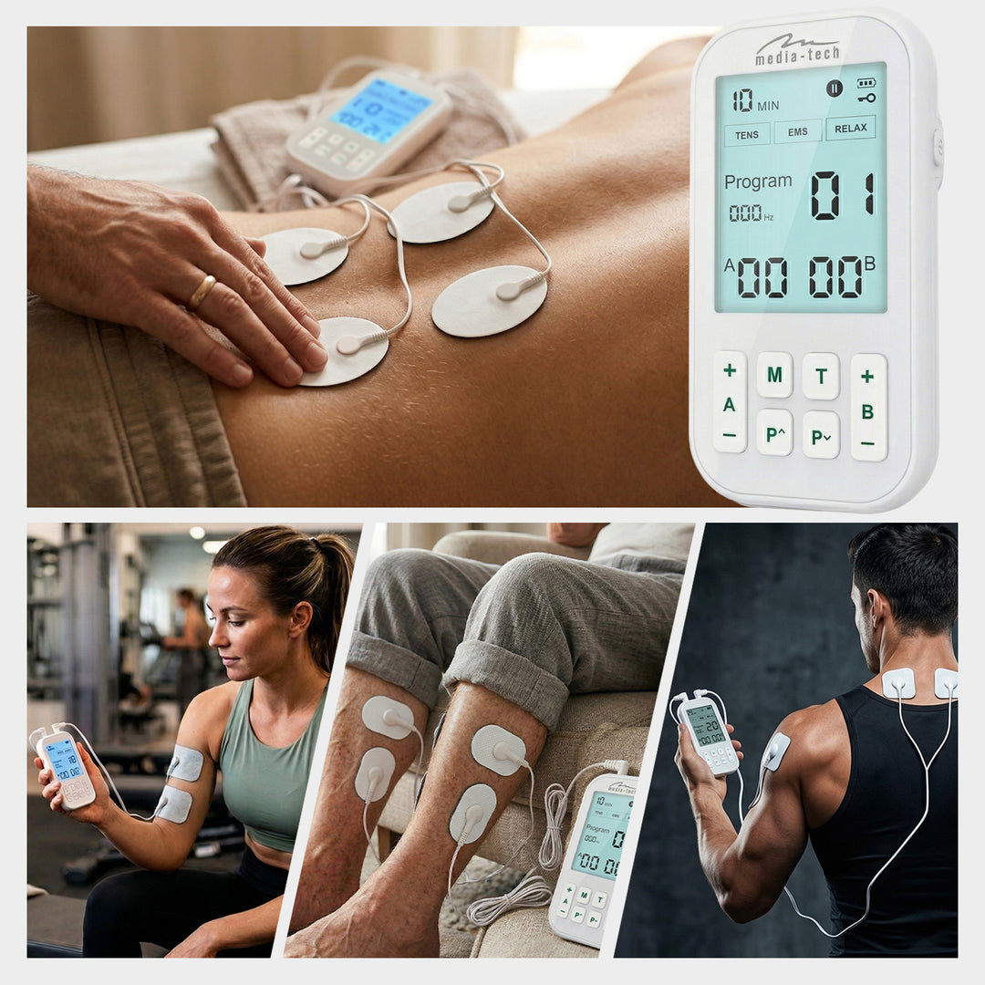 Massagegerät und Elektrostimulator, TENS/EMS, 3-in-1-Stimulation, Mediatech, MT6543