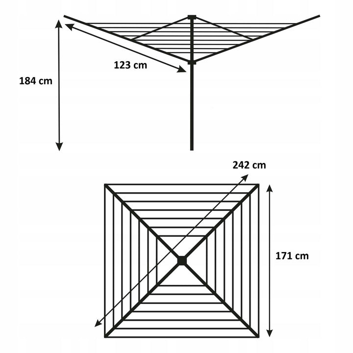 Garten-Wäscheständer, drehbar, 50 m, 4 Arme, Sepio