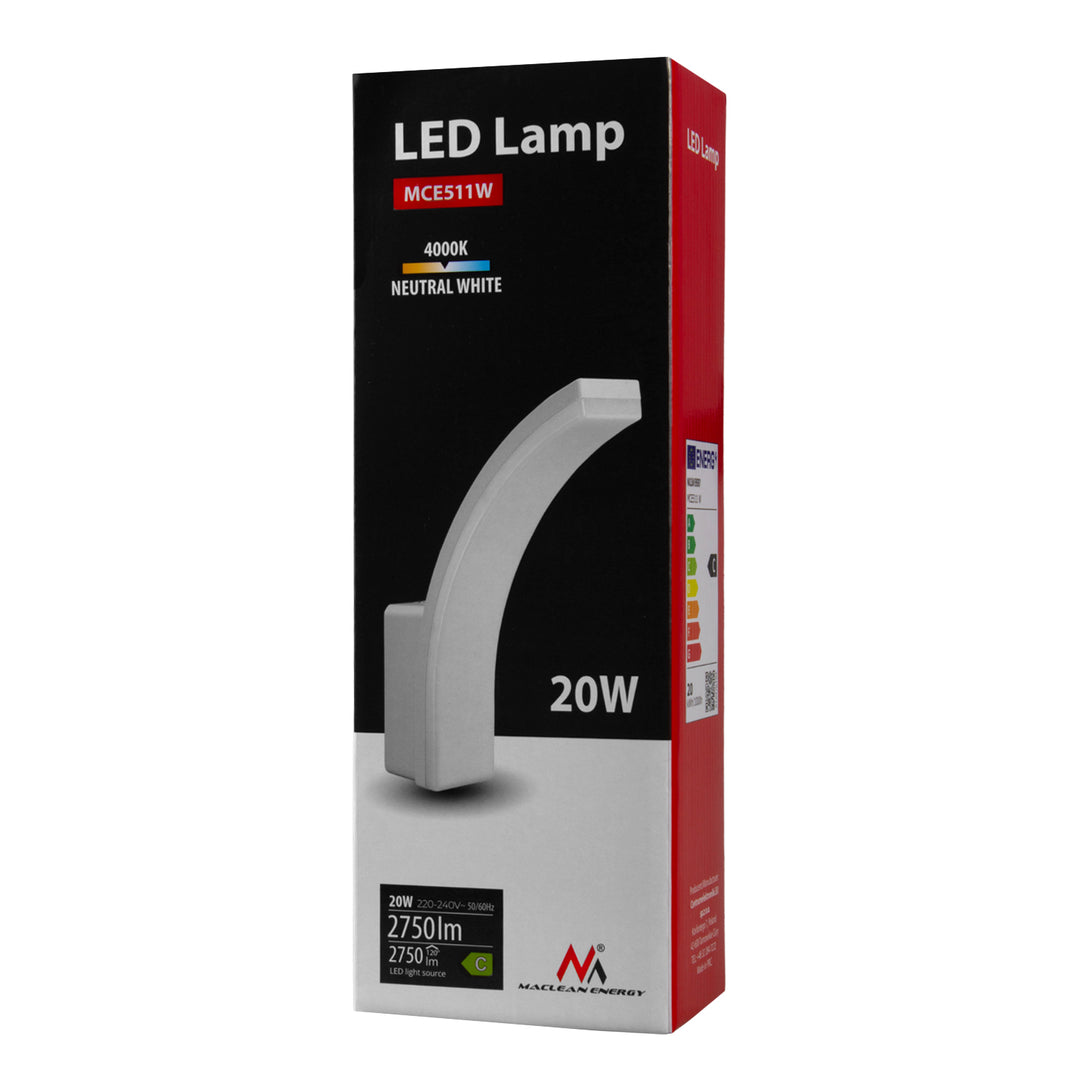 Maclean LED-Leuchte, Farbe: Weiß, 20 W, IP65, 2750 lm, Lichtfarbe: Neutralweiß (4000 K) MCE511 W, 2 Stück