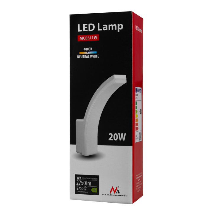 Maclean LED-Leuchte, Farbe: Weiß, 20 W, IP65, 2750 lm, Lichtfarbe: Neutralweiß (4000 K) MCE511 W, 2 Stück