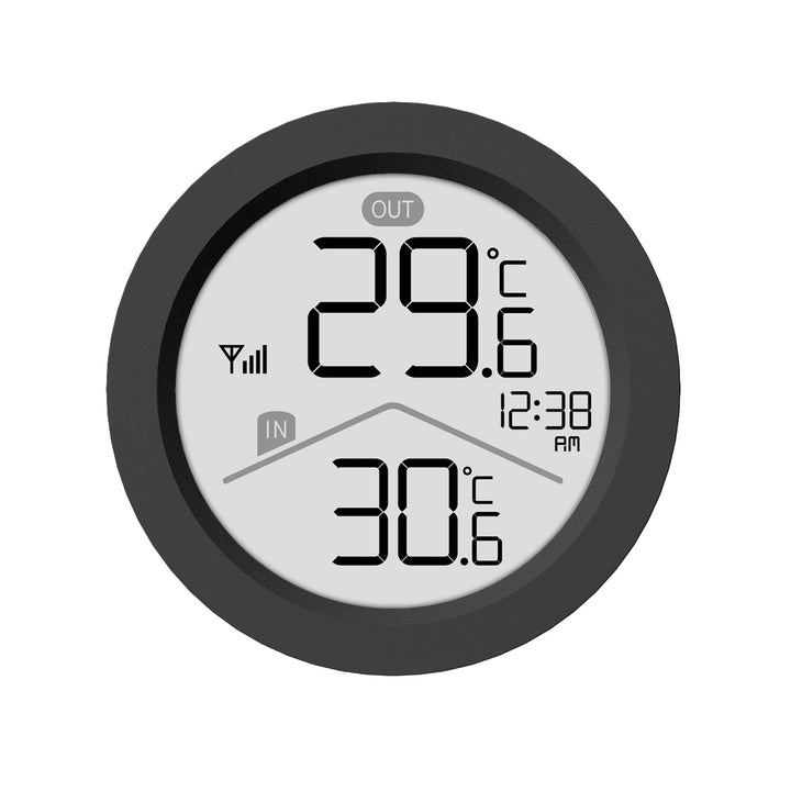GreenBlue Funk-Wetterstation, Innen-/Außentemperatur, Uhr, wahlweise °C / °F, Reichweite bis zu 60 m, schwarz, GB162 B + 4x AAA-Alkalibatterien von Varta Industrial
