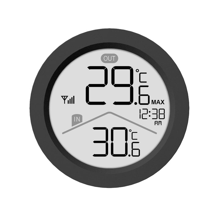 GreenBlue Funk-Wetterstation, Innen-/Außentemperatur, Uhr, wahlweise °C / °F, Reichweite bis zu 60 m, schwarz, GB162 B + 4x AAA-Alkalibatterien von Varta Industrial
