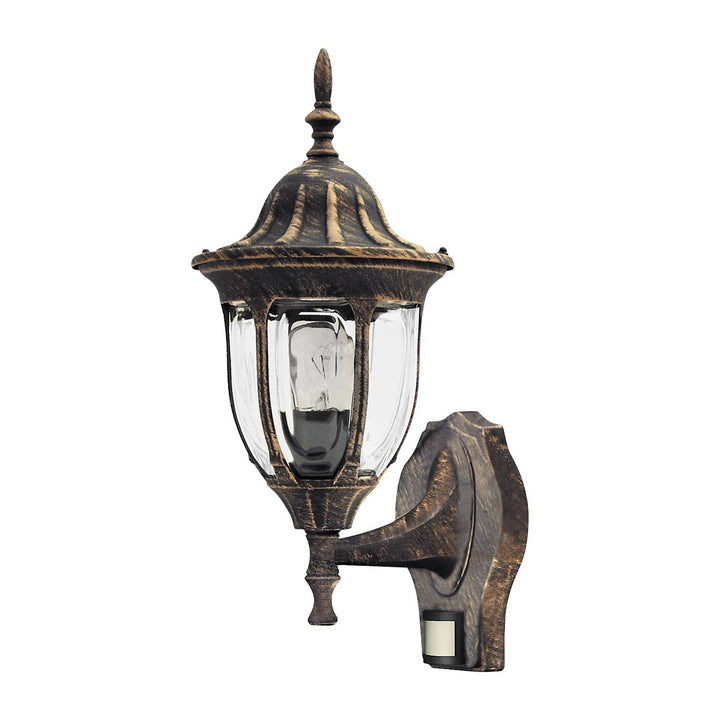 Rabalux-Wandleuchte, für den Außenbereich, mit Bewegungsmelder, IP43, E27, max. 60 W, Antikgold, Milano, 2 Stück