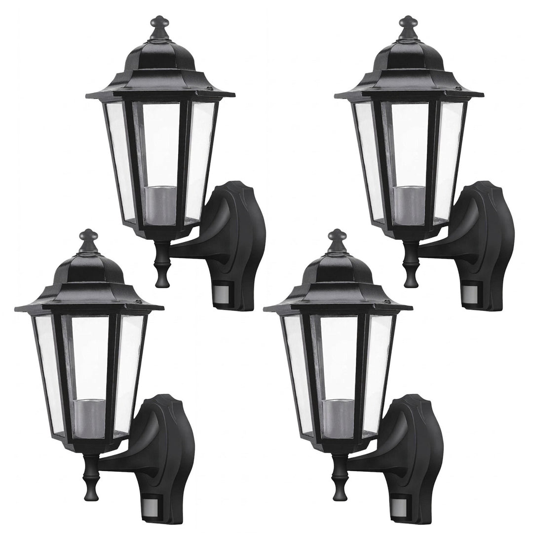 Rabalux-Wandleuchte, für den Außenbereich, mit Bewegungsmelder, IP43, E27, max. 60 W, schwarz, Velence, 4 Stück