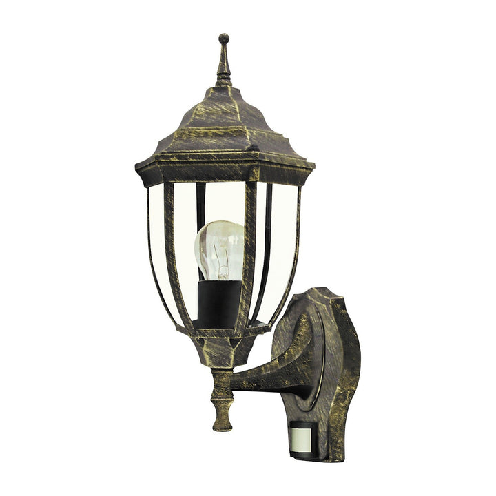 Rabalux-Wandleuchte, für den Außenbereich, mit Bewegungsmelder, IP43, E27, max. 60 W, Antikgold, Nizza, 2 Stück